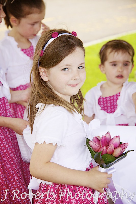 Pretty flower girl in pink dress - wedding photography sydney